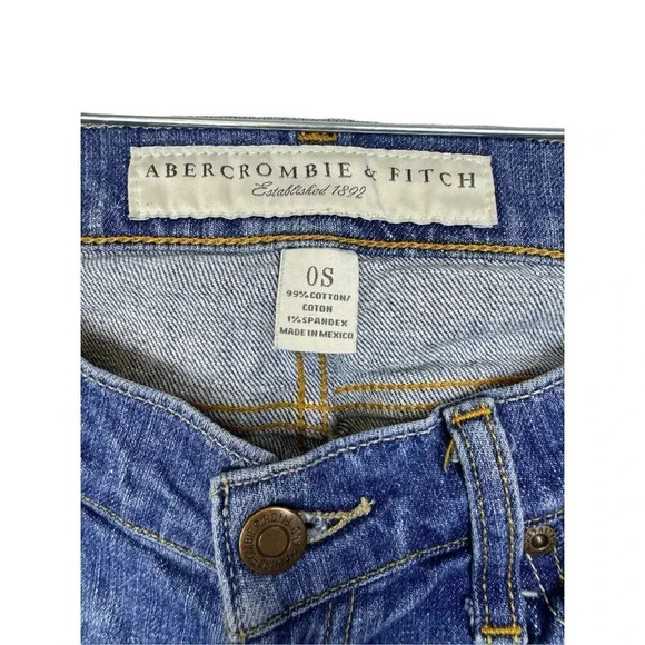 Abercrombie & Fitch Vintage Low Rise Straight Leg Jeans 0S Short Medium Wash 27W - Picture 4 of 7
